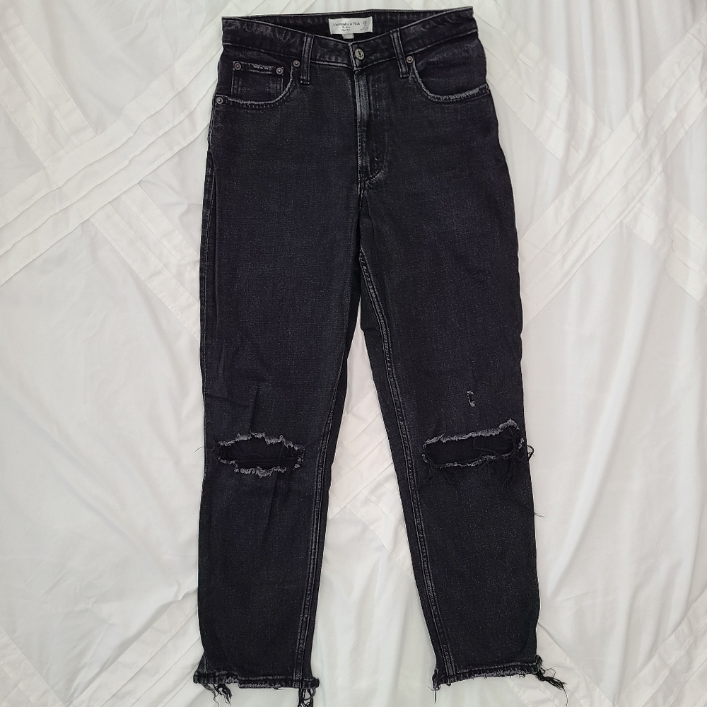 Abercrombie Curve Love Distressed Mom Jeans